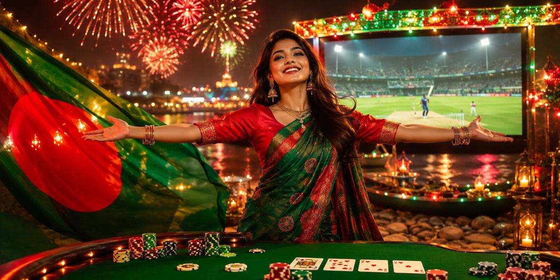 সিলেটে লাল-সবুজ পতাকার সামনে ক্রিকেট বেটিং পুরস্কার উপভোগ করছেন বাংলাদেশি দর্শক